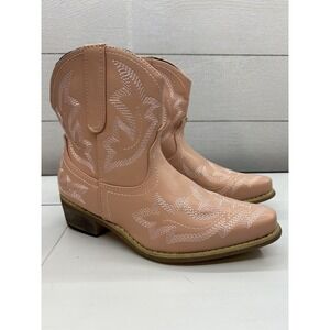 Western Style Ankle‎ Cowboy Boots Soft Pink Girls Size 4.5 EU 35